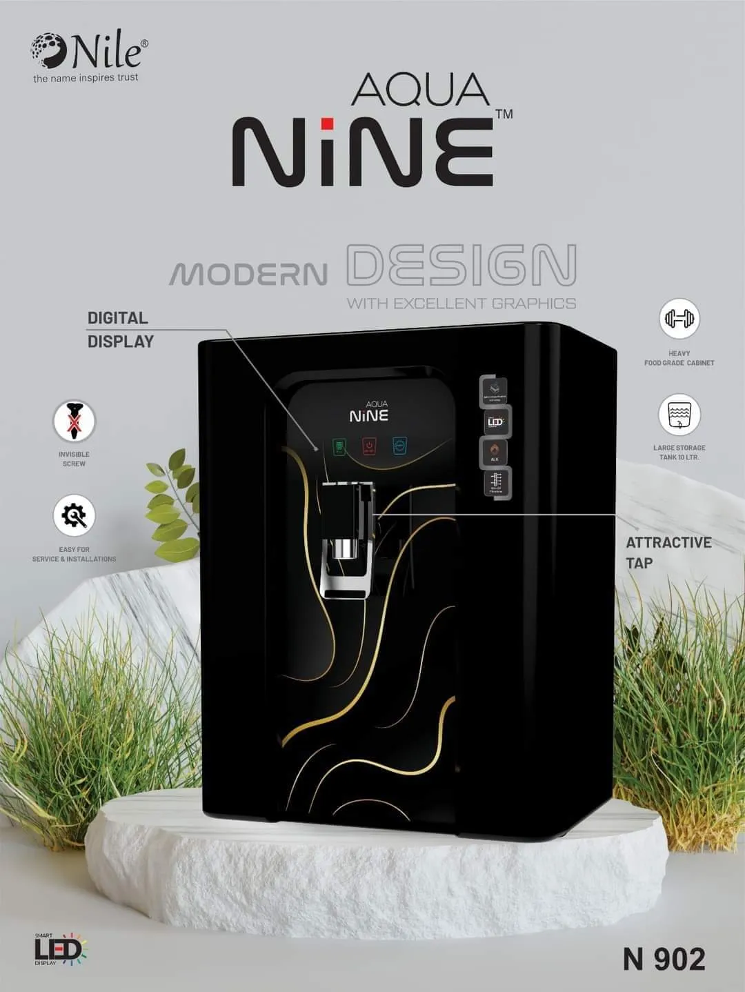 Nile Aqua Nine black gold finish